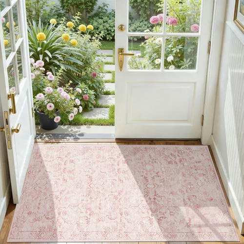 Miniatura 59 de Alfombra de área pequeña de 2 x 3 pulgadas, color beige, para entrada, baño, cocina, antideslizante, de pelo bajo, lavable, moderna alfombra bohemia