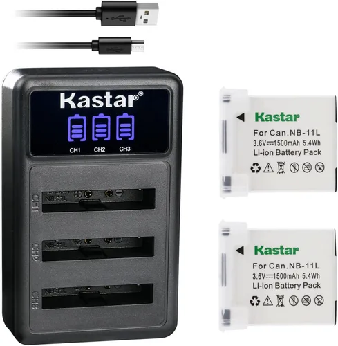 Miniatura 6 de Kastar Paquete de 3 baterías NB-11L y cargador USB triple LCD compatible con Canon NB-11L, NB-11LH, Canon CB-2LD, cargador CB-2LF, Canon IXUS 245