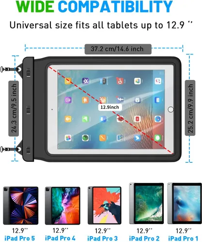 Miniatura 5 de AICase Bolsa impermeable universal para iPad Pro 12.9 5ª/4ª/3ª/3ª generación iPad Pro 11/10.5/9.7, iPad 9.7, iPad Pro 9.7, iPad Air 4/Air 3/Air 2