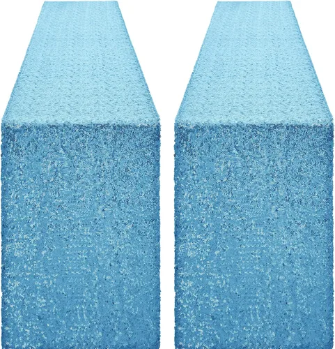 Miniatura 20 de Pufogu - Camino de mesa de lentejuelas brillantes de 12 x 72 pulgadas para fiestas de cumpleaños, decoración de bodas, despedidas de soltera