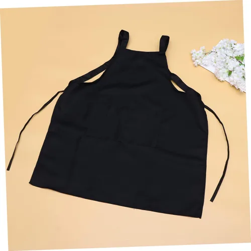 Miniatura 2 de SECFOU Delantal de servicio negro para mujer, delantal de cocina ajustable, delantal ajustable con babero