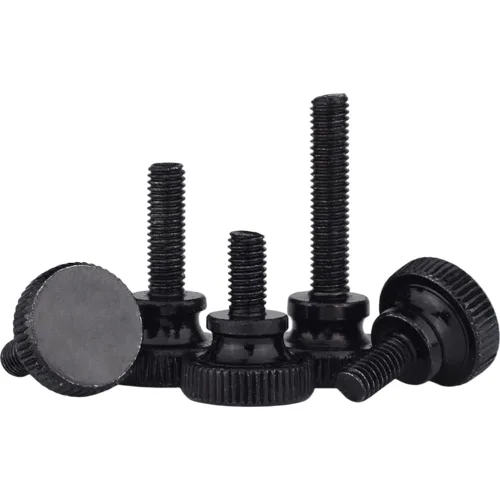 Miniatura 6 de 5 unids M8x10mm negro cabeza alta mano tornillo paso doble capa moleteado ajuste mecánico perno clavo