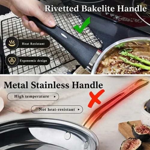 Miniatura 2 de Meythway 𝐔𝐏𝐆𝐑𝐀𝐃𝐄 Juego de ollas y sartenes de acero inoxidable no tóxico, juego de 6 piezas de utensilios de cocina con mangos de enfriamiento