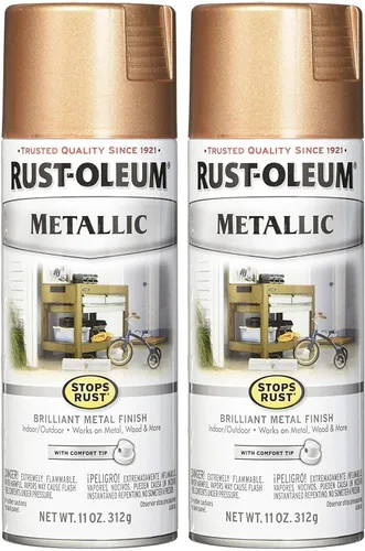 Miniatura 38 de Rust-Oleum 7274830 Pintura en aerosol metálica que detiene la oxidación, 11 oz, latón antiguo