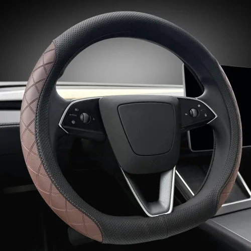 Miniatura 10 de LKWLIKEI Funda de Volante de Cuero Nappa Ultradelgada, para Volante de Tesla Modelo 3/Y, Diseño Antideslizante y Modificación Interior de Accesorios