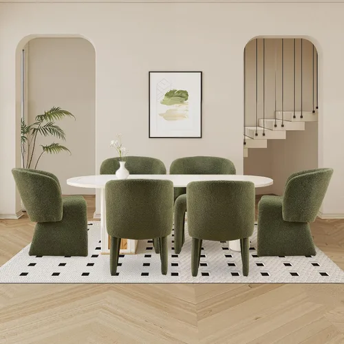 Miniatura 16 de Barrel - Silla de cocina y comedor, sillas de tocador de maquillaje modernas y cómodas con brazo, terciopelo tapizado, sofá individual, dormitorio