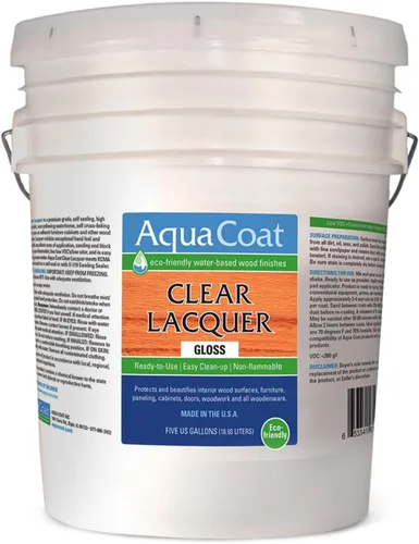 Miniatura 10 de Aqua Coat - Laca transparente con acabado brillante, autoreticulante, a base de agua de alta calidad para madera y plástico, secado rápido, no se