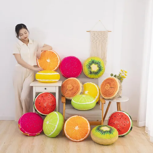 Miniatura 2 de Fruit Pillow Home - Cojín redondo con forma de cojín de felpa (13 pulgadas, marrón, estaca)