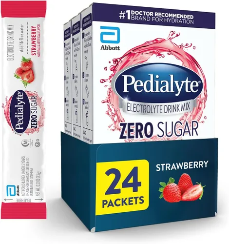 Pedialyte Mezcla de bebidas con electrolitos sin azúcar | Hidratación con electrolitos clave | Gran hidratación baja en calorías | Fresa, 24