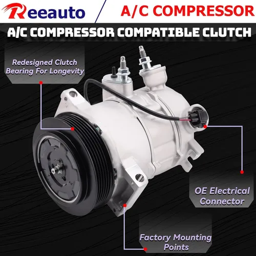 Miniatura 2 de Compresor de aire acondicionado A/C compatible con Je-ep Compass Patriot 2009-2017 Calibre 2009-2012 AC Compresor L4 1.8L 2.0L 2.4L Reemplazar