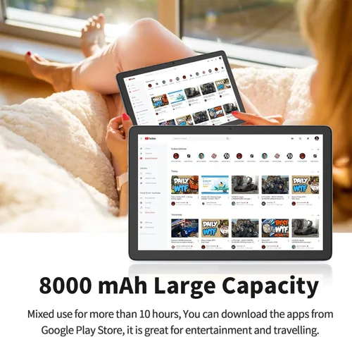 Miniatura 6 de PRITOM TAB12 - Tableta de teléfono de 10 pulgadas Android desbloqueada, WiFi de 5 GHz, Octa-Core, con funda de cuero, 128 GB, tableta de red 4G