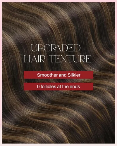 Miniatura 5 de Moresoo Extensiones adhesivas de cabello humano degradado, balayage, mezcla de marrón oscuro con extensiones de color marrón medio, extensiones