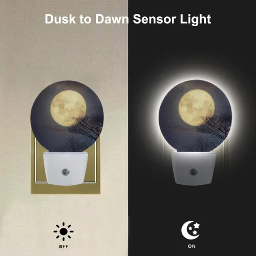 Miniatura 2 de EKOBLA Luz nocturna enchufable de luna llena, luz nocturna LED con sensor automático para baño y pasillo Full Moon