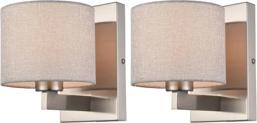 Miniatura 10 de SAMTEEN Juego de dos apliques de pared dorados modernos de latón de mediados de siglo, con pantalla de tambor, lámpara de pared para dormitorio