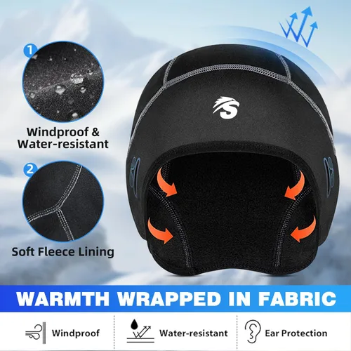 Miniatura 6 de Seektop 2 Pack Winter Skull Cap Helmet Liner for Men, Cycling Running Sweat Wicking Skullcap Beanie, Fits Under Helmets