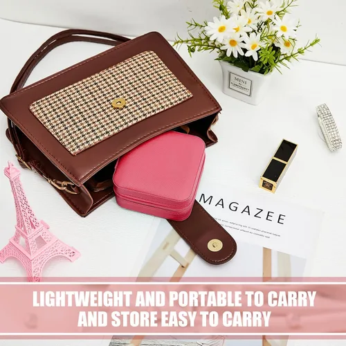 Miniatura 4 de Taiyin Caja organizadora de joyas de viaje, 6 unidades, cajas de regalo para dama de honor, mini caja organizadora de almacenamiento (rosa)