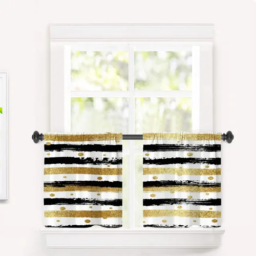 Miniatura 46 de Cortinas opacas de poliéster multicapa para cafetería, con diseño de diamantes, 2 unidades, 26 x 24 pulgadas