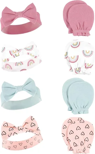 Miniatura 82 de Hudson Baby Conjunto de diadema de algodón y manoplas para rascar para bebé