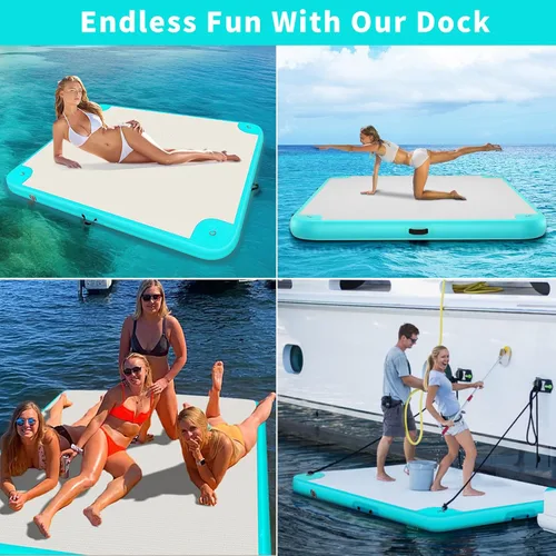 Miniatura 5 de Inflatable Floating Dock Platform Floating Island Raft Water Mat Swim Raft with None-Slip Surface for Pool Beach Ocean