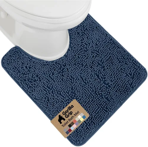 Miniatura 98 de Gorilla Grip - Tapete de baño afelpado, absorbente, peludo, de felpilla, para base de inodoro cuadrada, reverso de goma, suave, de microfibra, claro