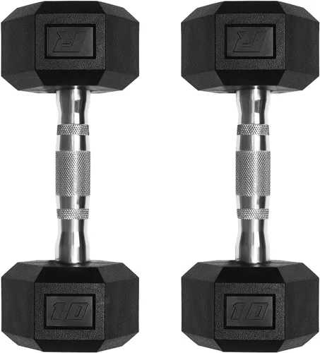 Miniatura 15 de RitFit Juego de mancuernas hexagonales revestidas de PVC de 5 a 650 libras con estante opcional para gimnasio en casa, peso de mano con mango
