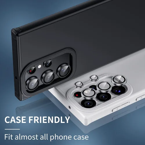 Miniatura 5 de Hoerrye Protector de lente de cámara para Samsung Galaxy S23 Ultra, compatible con fundas, vidrio templado 9H antiarañazos, círculo de protección