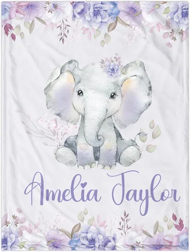 Miniatura 9 de J&SBGFT Manta personalizada para bebé niña, manta de recepción de elefante, regalo personalizado para bebé, esenciales para recién nacidos, 30 x 40