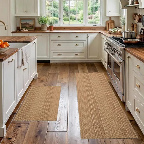 Miniatura 9 de MatEssenz Alfombrillas de cocina de 20 x 30 pulgadas para piso, alfombras de cocina tejidas, lavables a máquina, estilo bohemio, antideslizantes