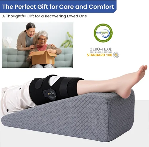 Miniatura 5 de HOMBYS Almohada de elevación de piernas para después de la cirugía, reemplazo y recuperación de rodilla, almohada de cuña para rodilla, cadera