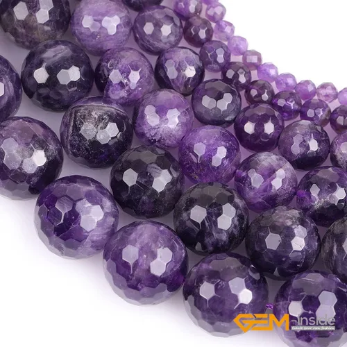 Miniatura 5 de GEM-Inside - Cuentas sueltas de amatista natural de 0.236 pulgadas (0.236 in), cristal facetado, piedra energética para hacer joyas, 15 pulgadas