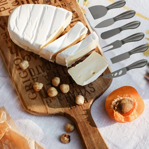 Miniatura 5 de Cuchillo de queso premium de 6 piezas, colección de cuchillos de queso de acero inoxidable con cortador de tenedor de queso y cortadores de queso