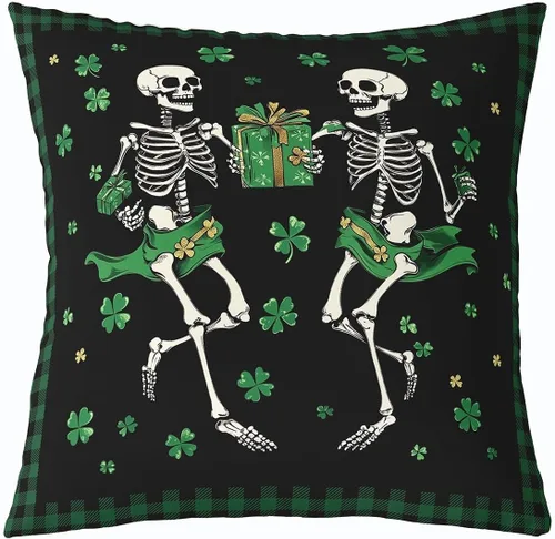 Miniatura 38 de Manfei Skull Maths Throw Pillow Cover Gothic Style Square Cushion Case Halloween Skeletons Black White Decor Throw Porch Pillows Cases for Couch