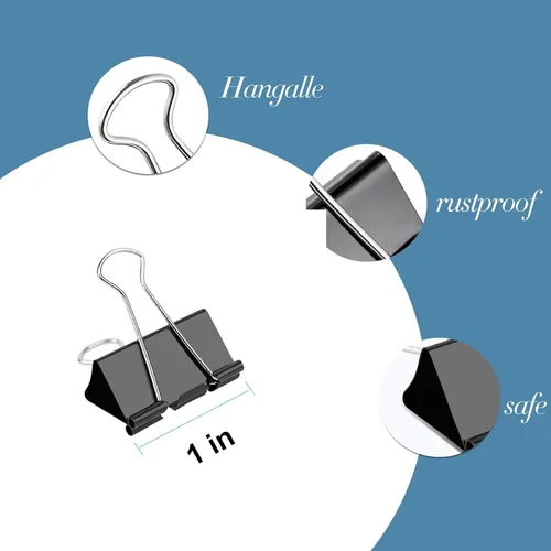 Miniatura 3 de Ufmarine - Clips de carpeta pequeños de 1 pulgada de longitud, (72 piezas) clips de papel pequeños para suministros de oficina