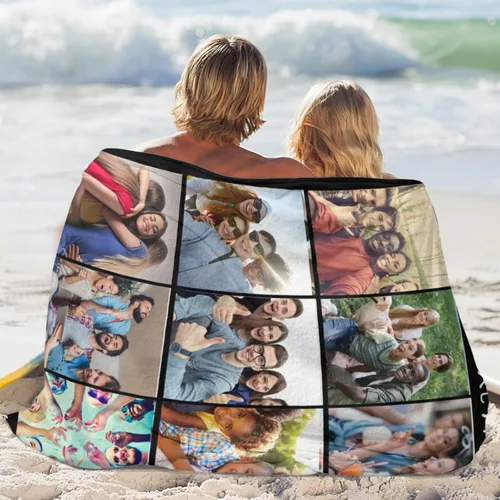 Miniatura 4 de Manta personalizada con fotos, manta personalizada de collage de fotos, regalos para madre, padre, amante, amigo, manta de franela personalizada