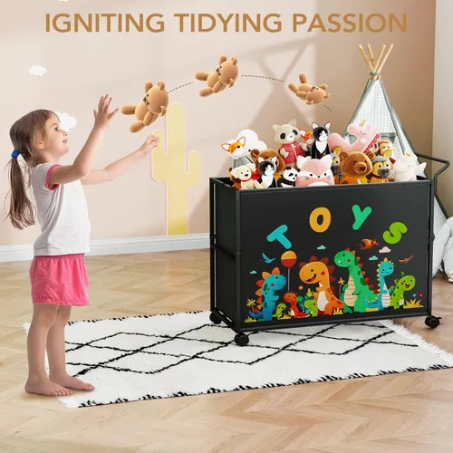 Miniatura 5 de BBLIKE Caja de juguetes para niños – 200 litros de almacenamiento de juguetes extra grande con ruedas para niños y niñas, contenedor organizador