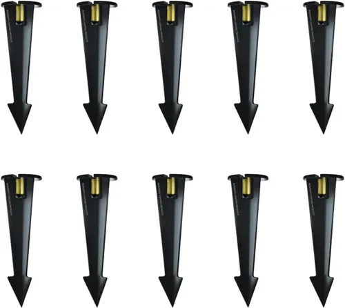 Miniatura 10 de Estaca de luz para exteriores de 8 pulgadas en acabado negro – Soporte de picos de lámpara, uso universal, materiales de resina, cable lateral