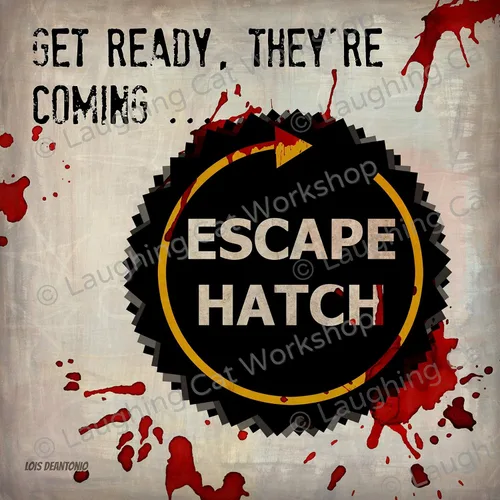 Miniatura 2 de Funny Zombie art print Apocalypse escape hatch joke