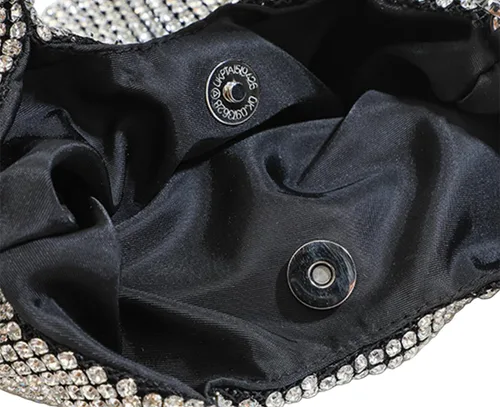 Miniatura 6 de UMREN Bolso de mano anudado con purpurina completa para mujer, con diamantes de imitación de cristal, bolso cruzado de noche con diamantes