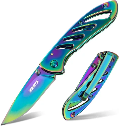 Miniatura 18 de Dispatch Cuchillo de bolsillo plegable con hoja y mango de titanio de color de acero inoxidable 8cr, bloqueo de seguridad integrado para militares