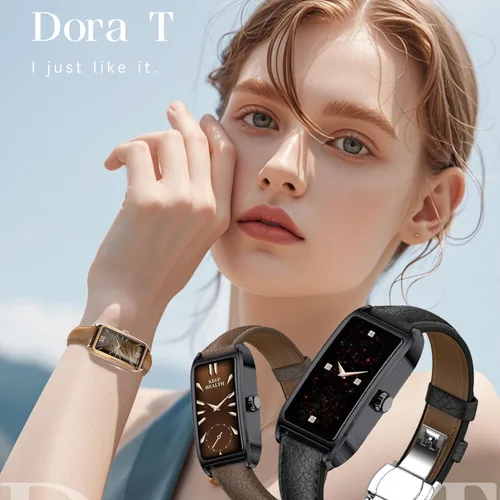 Miniatura 2 de Rastreador de actividad física para mujer, reloj de fitness para mujer, correa de cuero, funda de aleación, monitor de frecuencia cardíaca de lujo