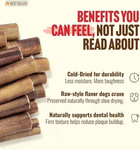 Miniatura 6 de Natural Farm Cold-Dried™ Bully Sticks de 6 pulgadas (5 unidades) - Masticables para perros sin olor, con alto contenido de proteínas, 100% carne
