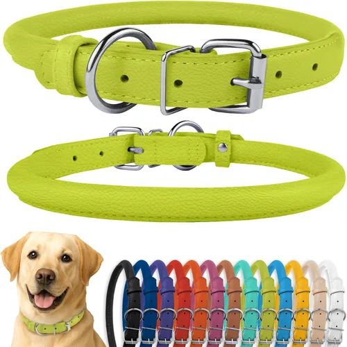 Miniatura 85 de CollarDirect Collar de perro con tachuelas, collares de cuero para mascotas para perros pequeños, medianos y grandes, acolchado suave, marrón, negro