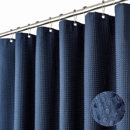 Miniatura 41 de Dynamene cortina de ducha de lino burdeos - cortinas de tela de nido de abeja texturizadas y resistentes para baño, 256GSM, juego de cortinas