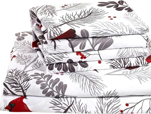 Miniatura 10 de Virah Bella Juego de sábanas de microfibra con estampado de 4 piezas tamaño queen - Otoño dorado - Blanco