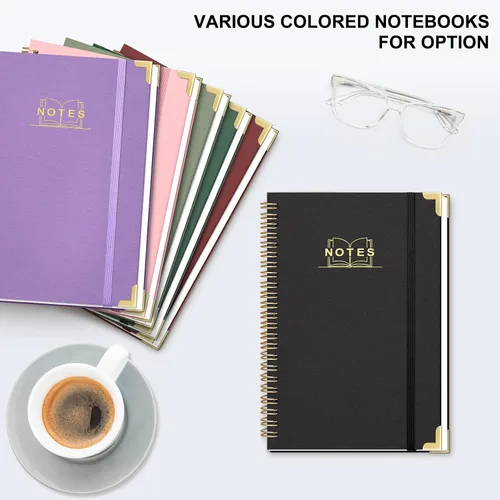 Miniatura 6 de Cuaderno de espiral rayado, cuaderno A5 de tapa dura en espiral para el trabajo, 5.7 x 8.2 pulgadas, cuadernos de papel grueso de 100GSM