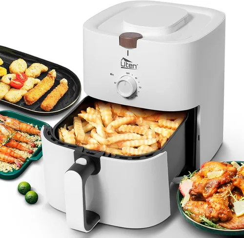 Miniatura 5 de Freidora de aire compacta de 4.2 cuartos de galón, freidora de aire de 4 litros y 1500 W, olla para pizza con circulación de aire rápida