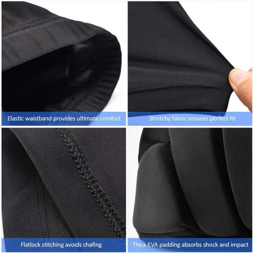 Miniatura 4 de Pantalones cortos con almohadilla para el trasero para patinaje, snowboard, esquí, hockey, pantalones cortos acolchados con protección para la Negro