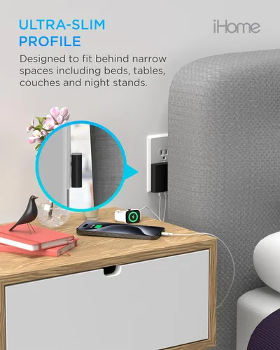 Miniatura 4 de iHome Cargador USB-C multipuerto de 40 W, bloque plano de 2 puertos AC Pro, adaptador de pared de carga rápida dual