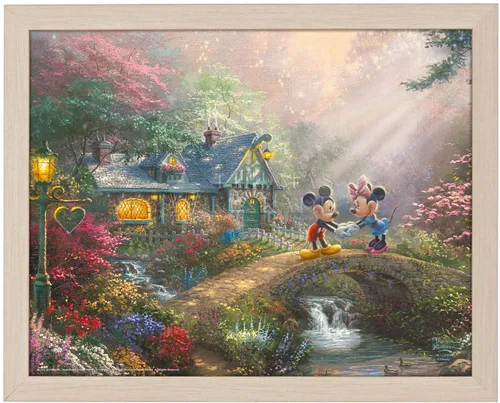 Miniatura 7 de Thomas Kinkade Studios Mickey and Minnie - Puente cariño de 11 x 14 pulgadas, marco negro satinado