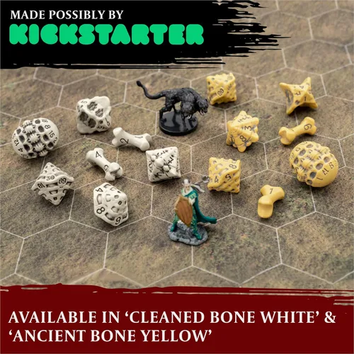 Miniatura 2 de Juego de dados DND - Juego de 7 dados poliédricos de calavera y hueso RPG - D20, D12, D10, D10, D8, D6 y D4 caras. Regalo genial y único para Hueso